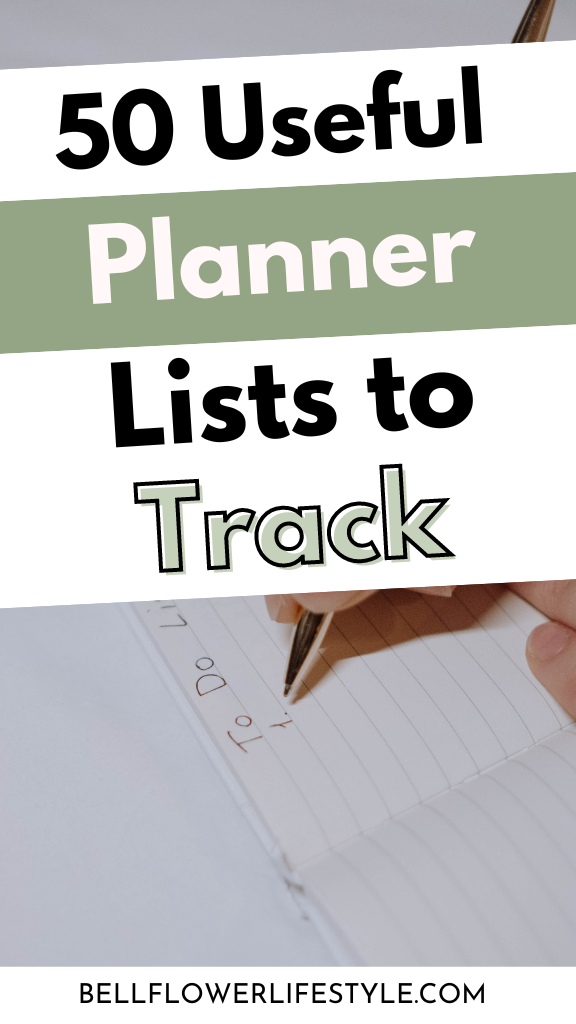 Lists ideas to include in your planner to track