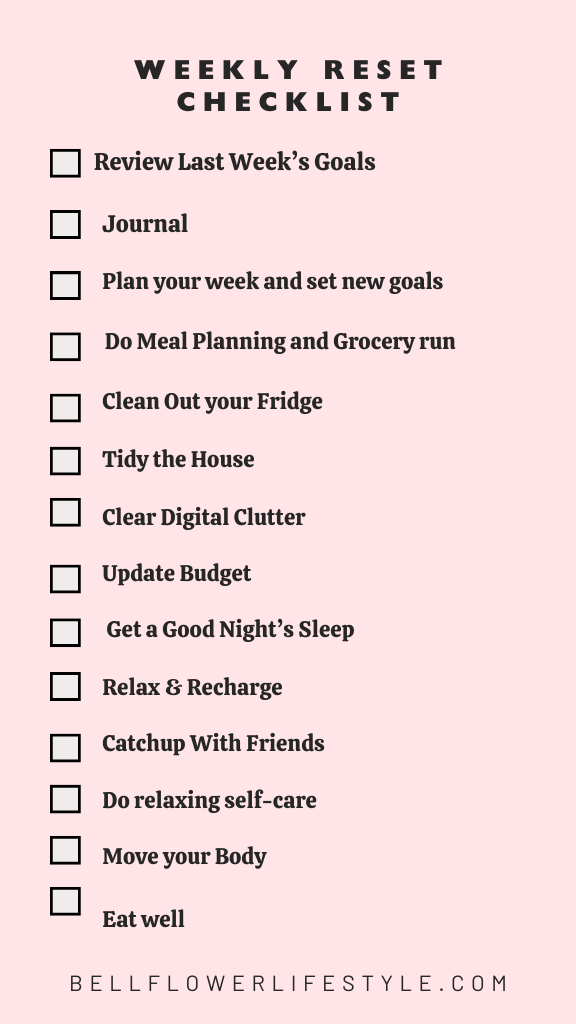 Weekly reset checklist
