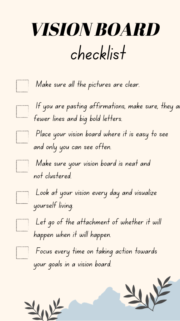 vision board checklist